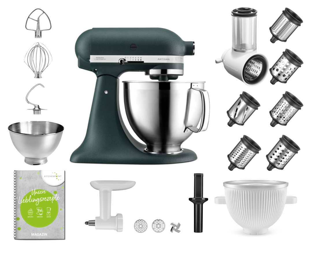 KitchenAid Küchenmaschine 185 Mega Set Pebbled Palm