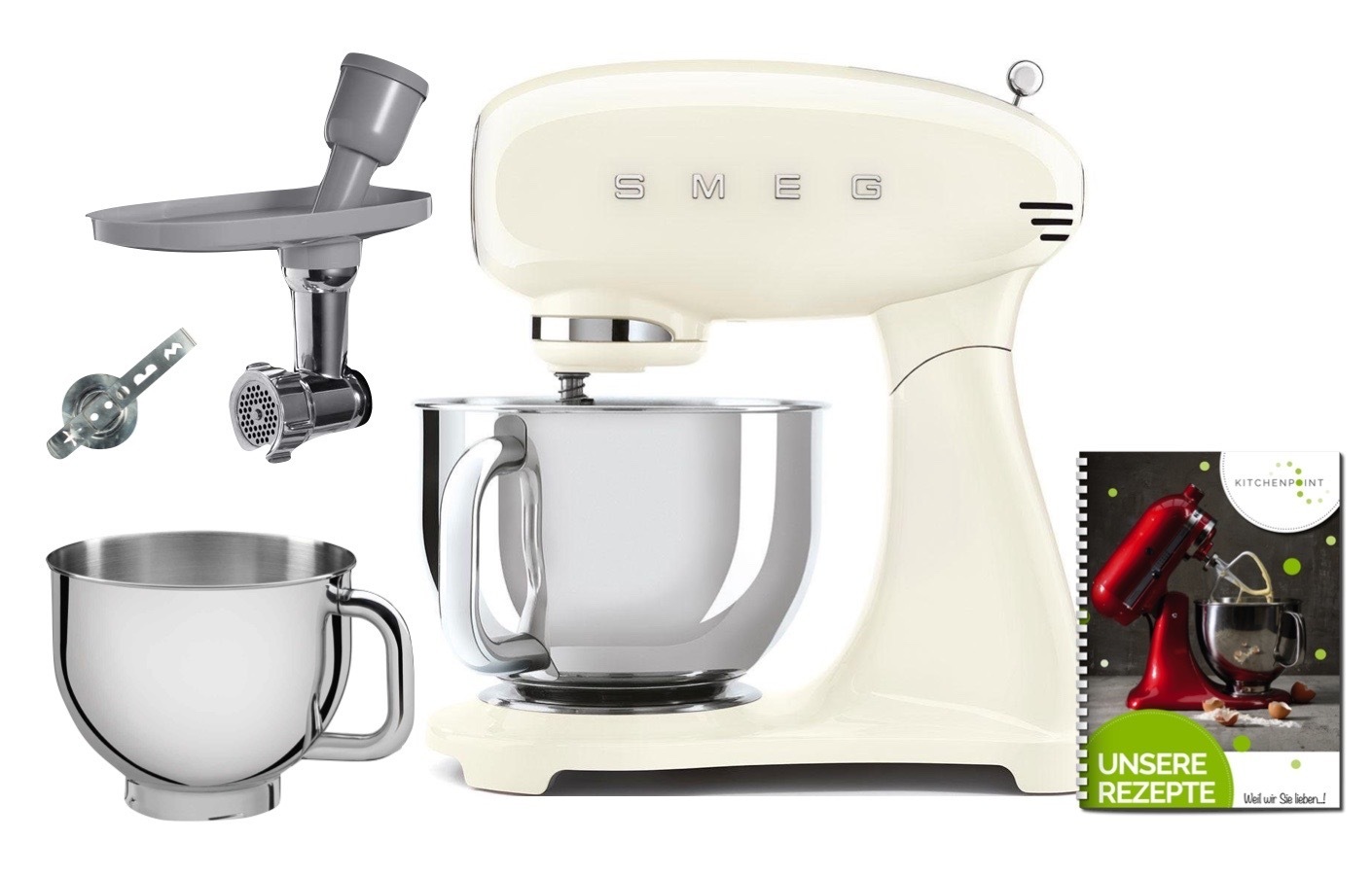 SMEG Küchenmaschine SMF03 Vollfarbe - Back Mega Set Creme