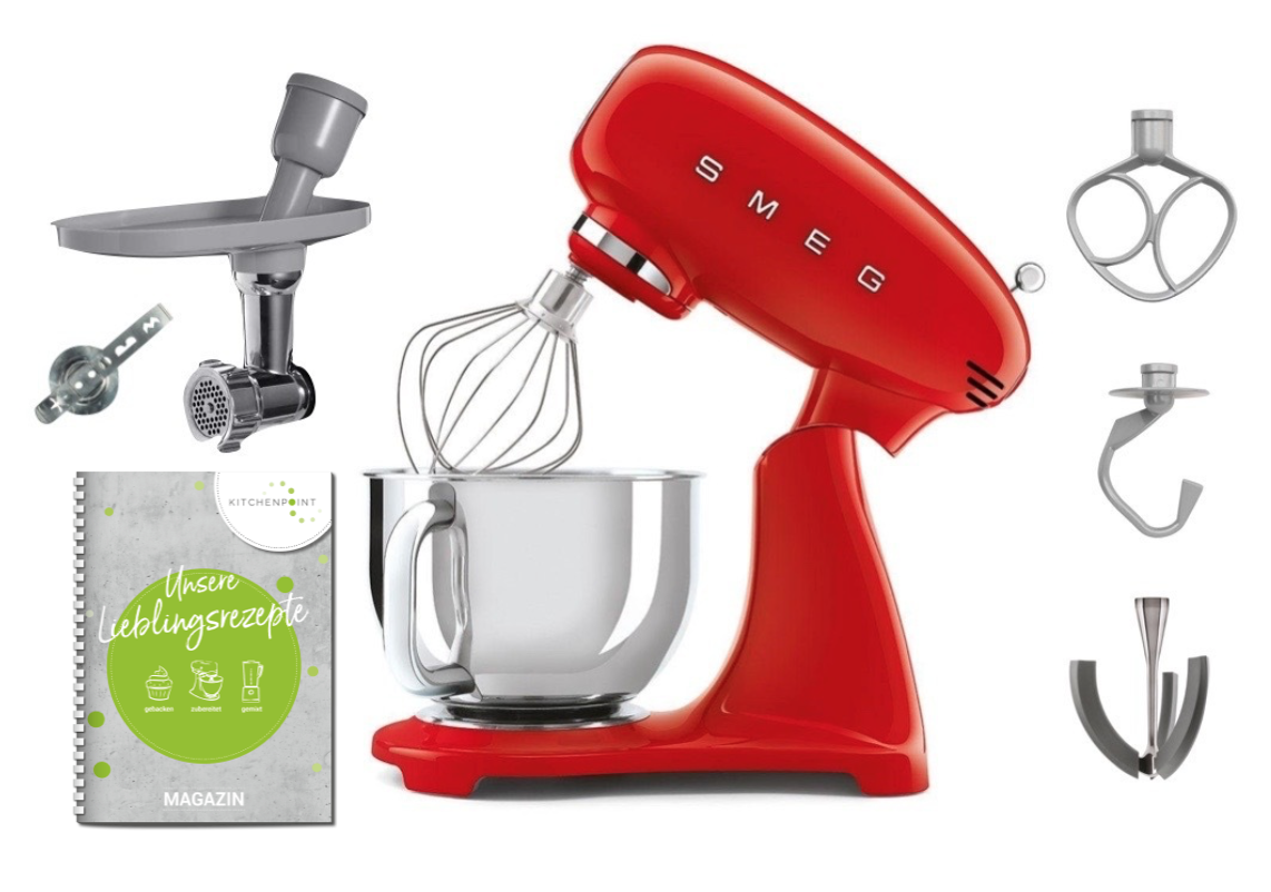 SMEG Küchenmaschine SMF03 Vollfarbe Rot - Back Set