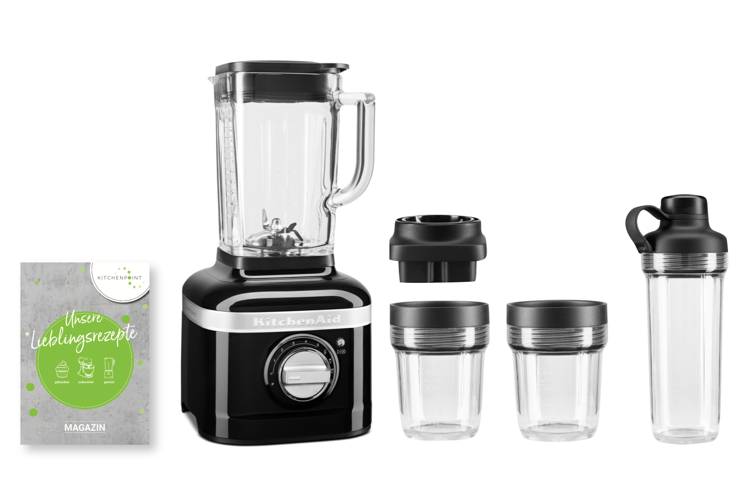 KitchenAid K400 Blender Smoothie Set Onyx Schwarz