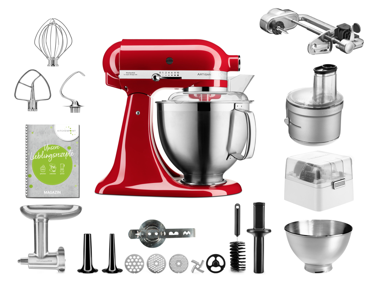 KitchenAid Küchenmaschine 185 Gourmet Set Empire Rot