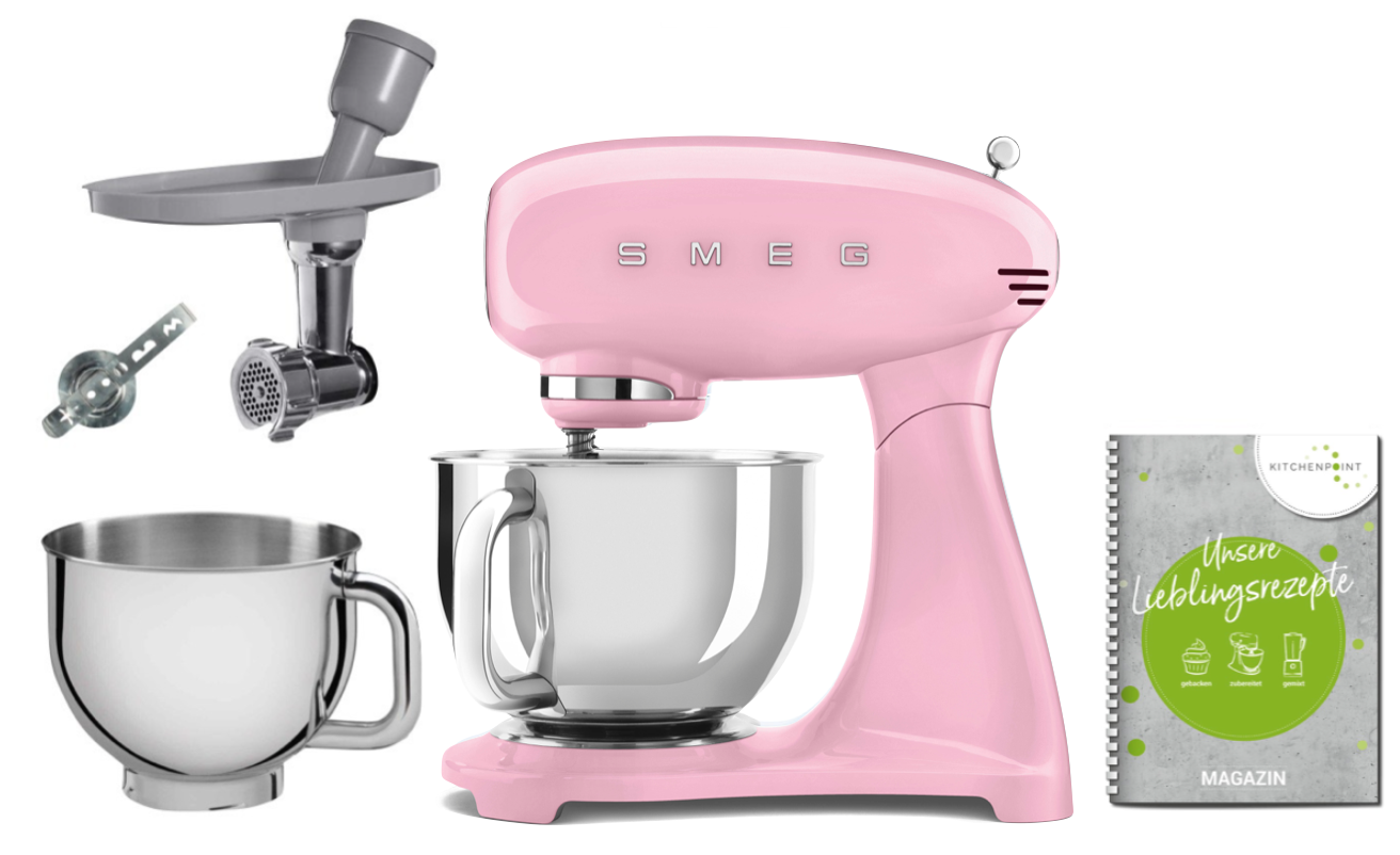SMEG Küchenmaschine SMF03 Vollfarbe - Back Mega Set Cadillac Pink