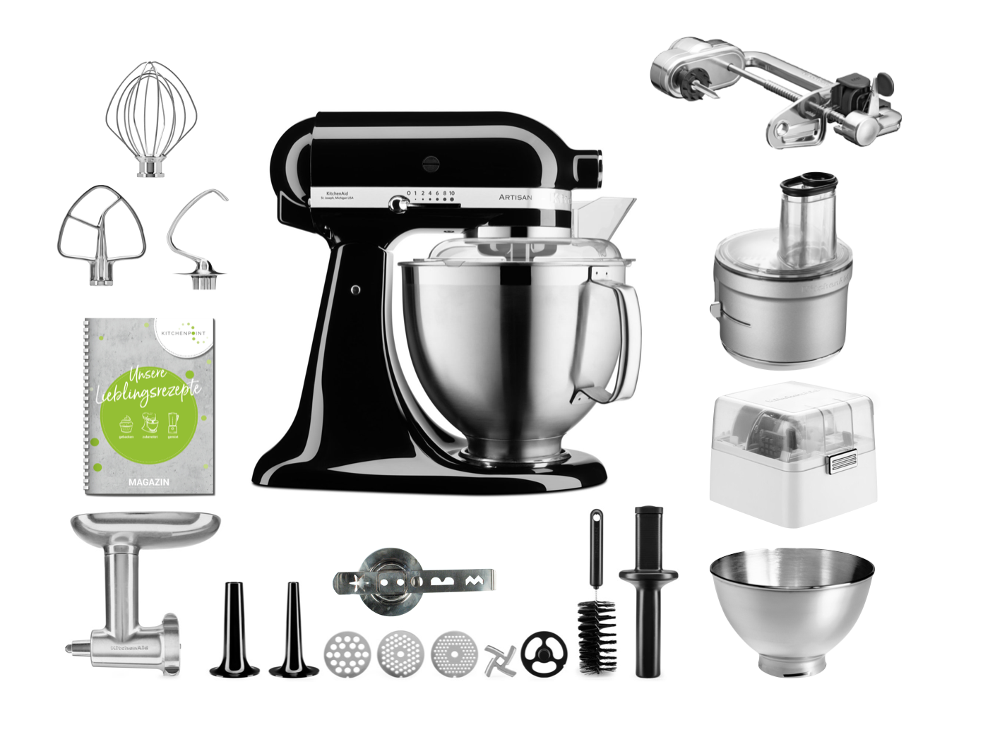 KitchenAid Küchenmaschine 185 Gourmet Set Onyx Schwarz