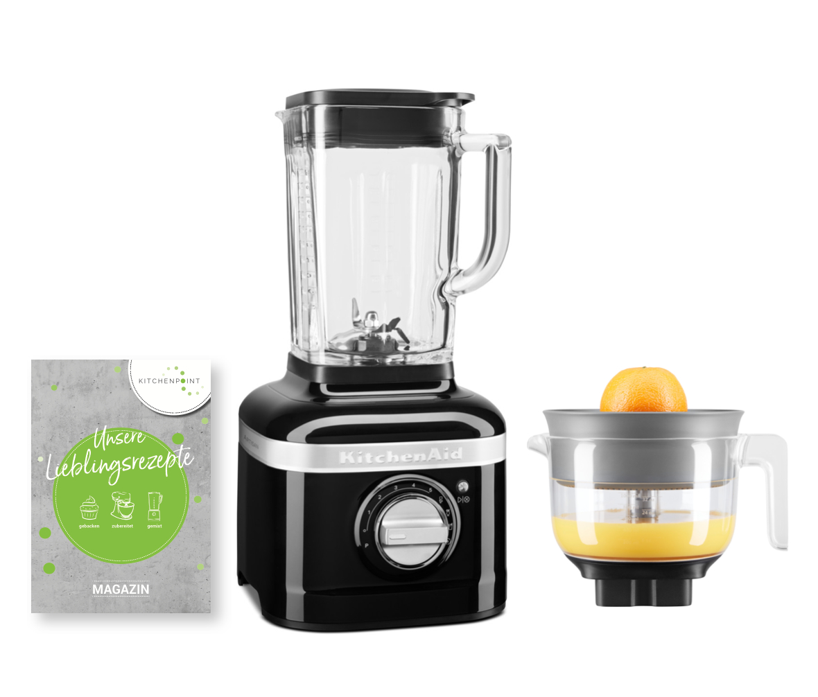 KitchenAid Blender K400 Zitruspressen Set Onyx Schwarz