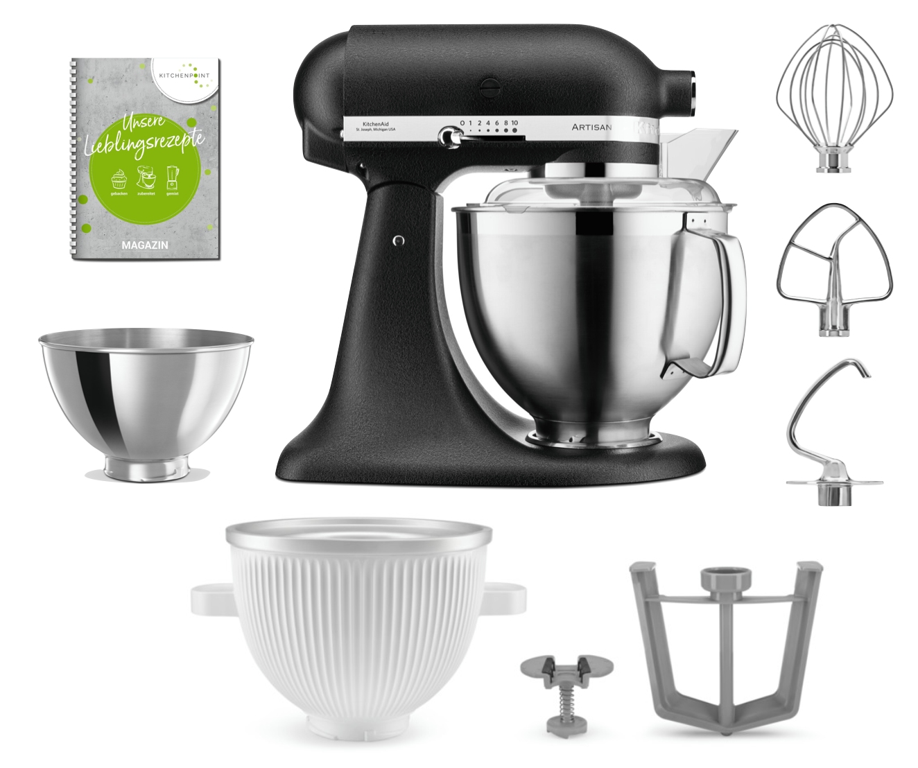 KitchenAid Küchenmaschine 185 Eis Set Imperial Schwarz