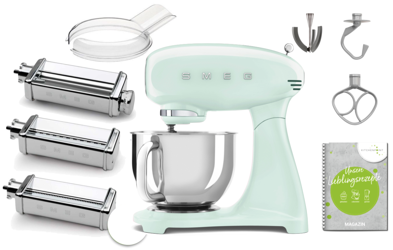 SMEG Küchenmaschine SMF03 Vollfarbe - Pasta Set Pastellgrün