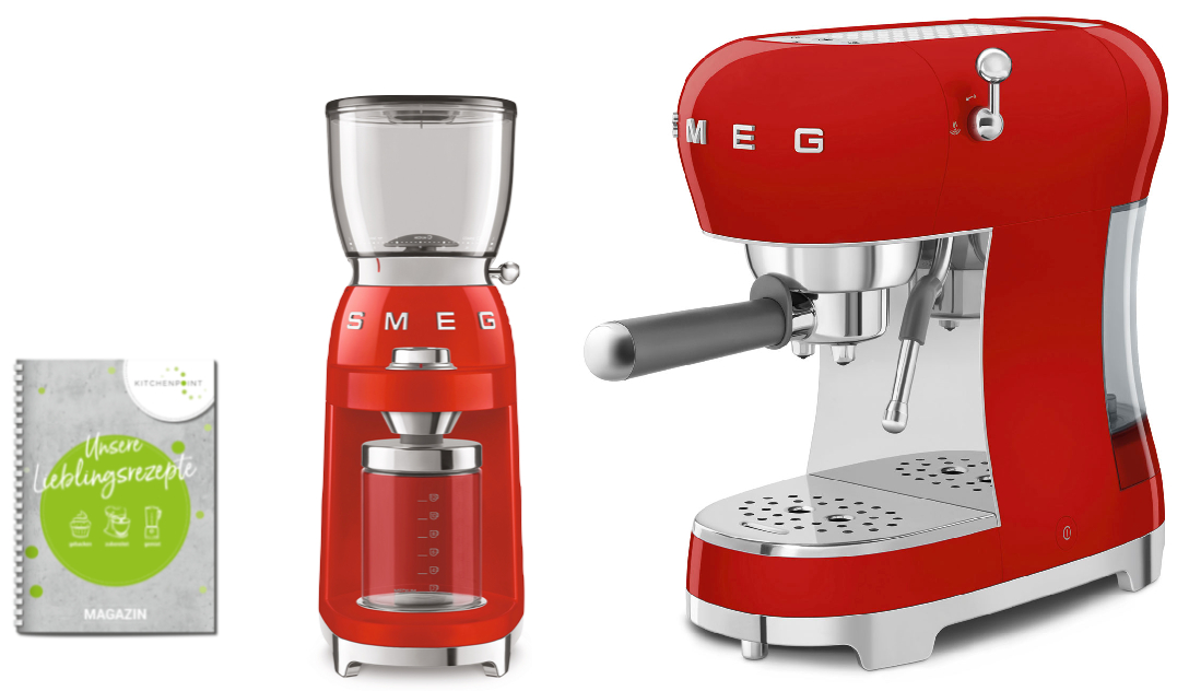 SMEG Espressomaschine Set rot