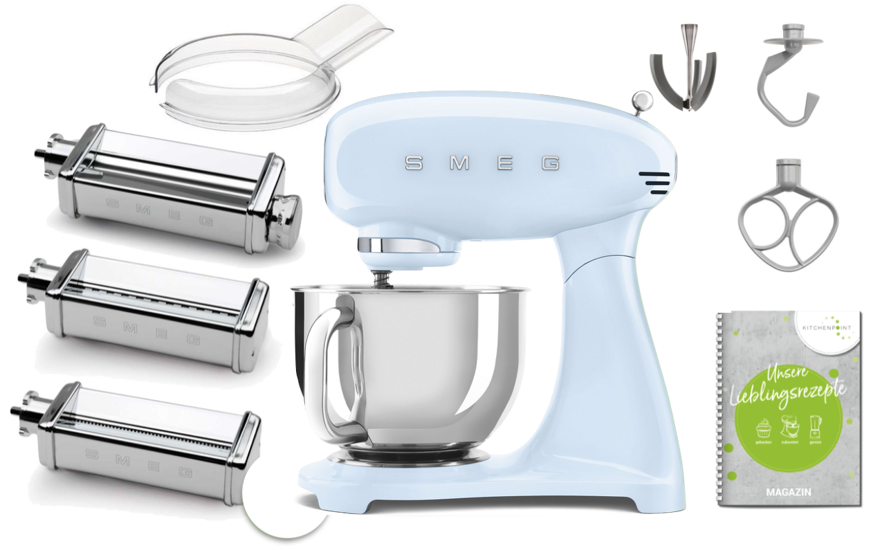 SMEG Küchenmaschine SMF03 Vollfarbe - Pasta Set Pastellblau