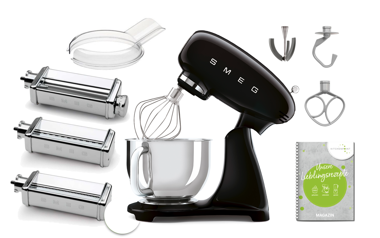 SMEG Küchenmaschine SMF03 Vollfarbe - Pasta Set Schwarz