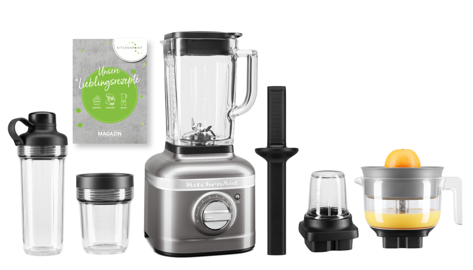 KitchenAid Blender K400 Komplett Set Medallion Silber