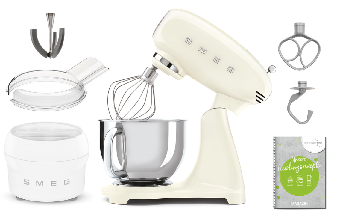SMEG Küchenmaschine SMF03 Vollfarbe - Eis Set Creme