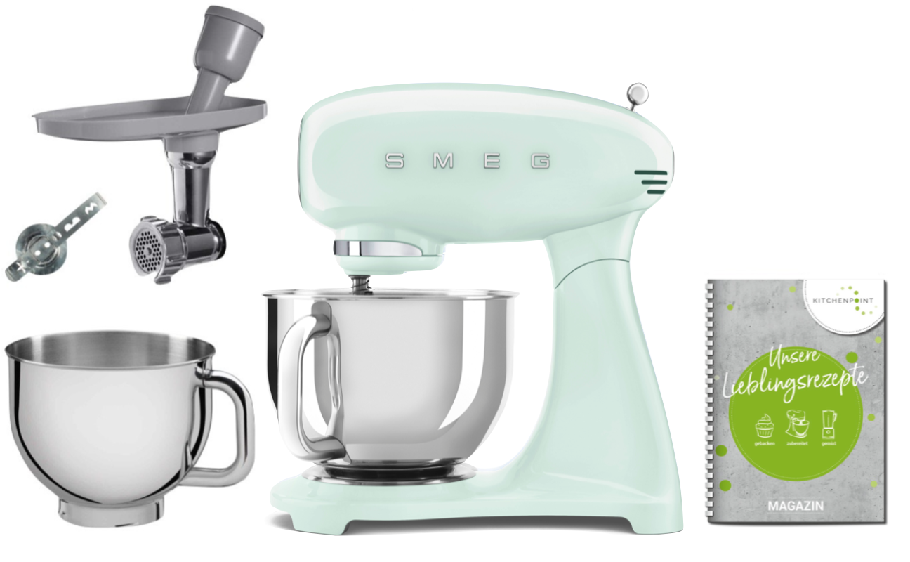 SMEG Küchenmaschine SMF03 Vollfarbe - Back Mega Set Pastellgrün