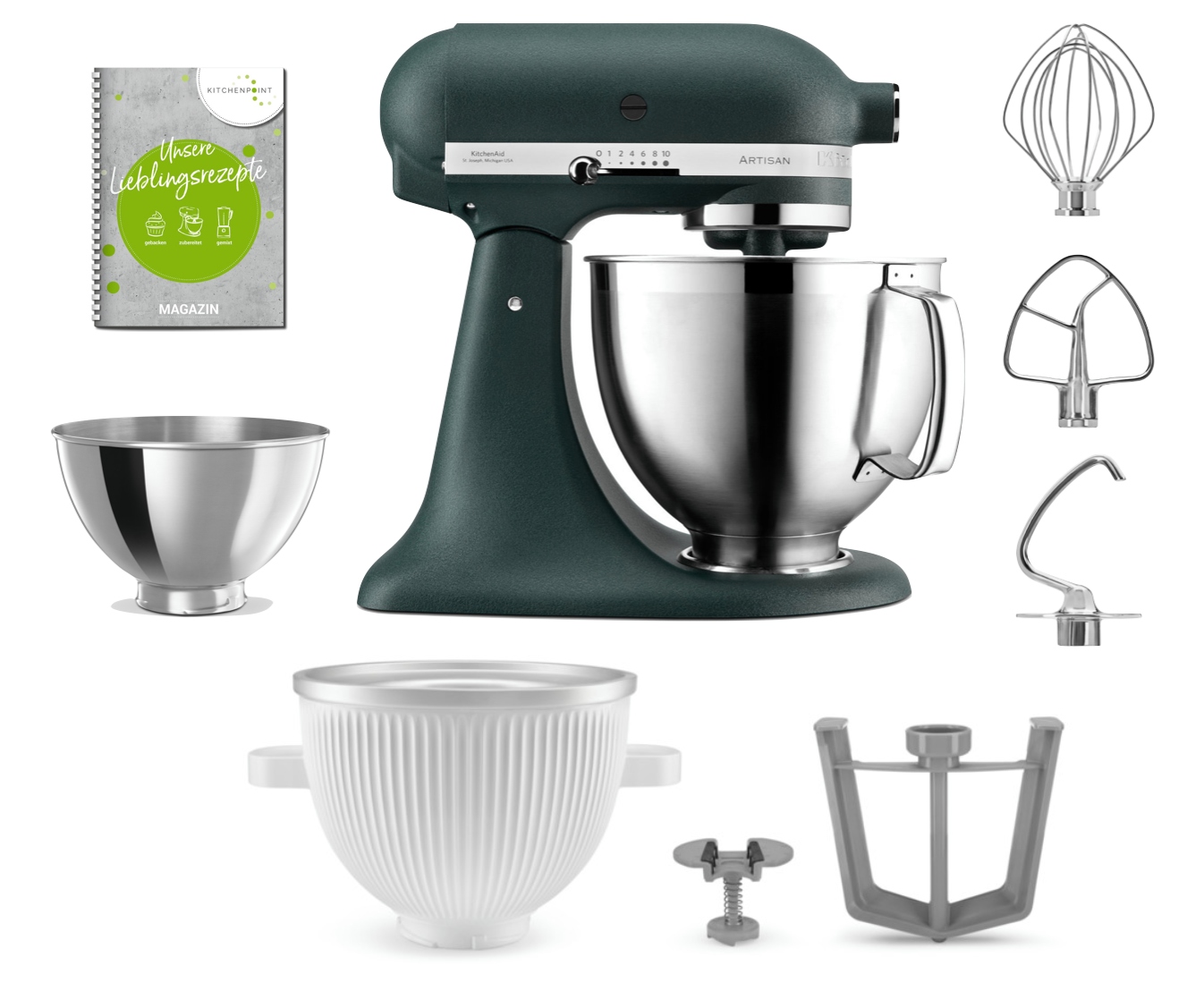 KitchenAid Küchenmaschine 185 Eis Set Pebbled Palm