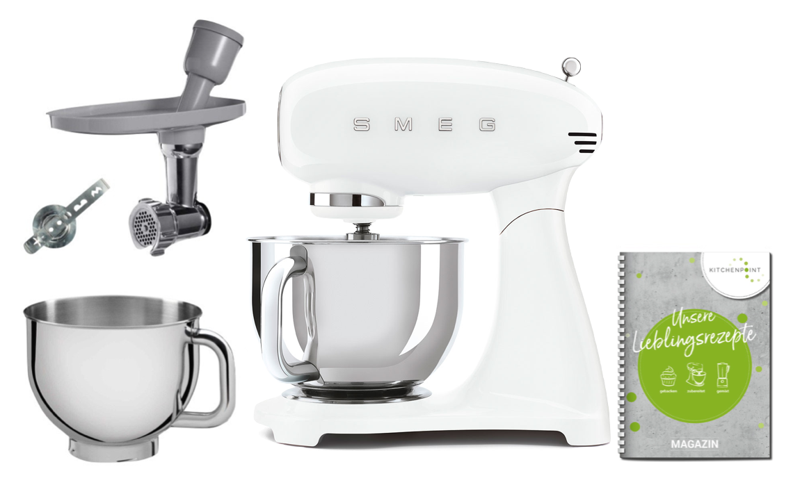 SMEG Küchenmaschine SMF03 Vollfarbe - Back Mega Set Weiß
