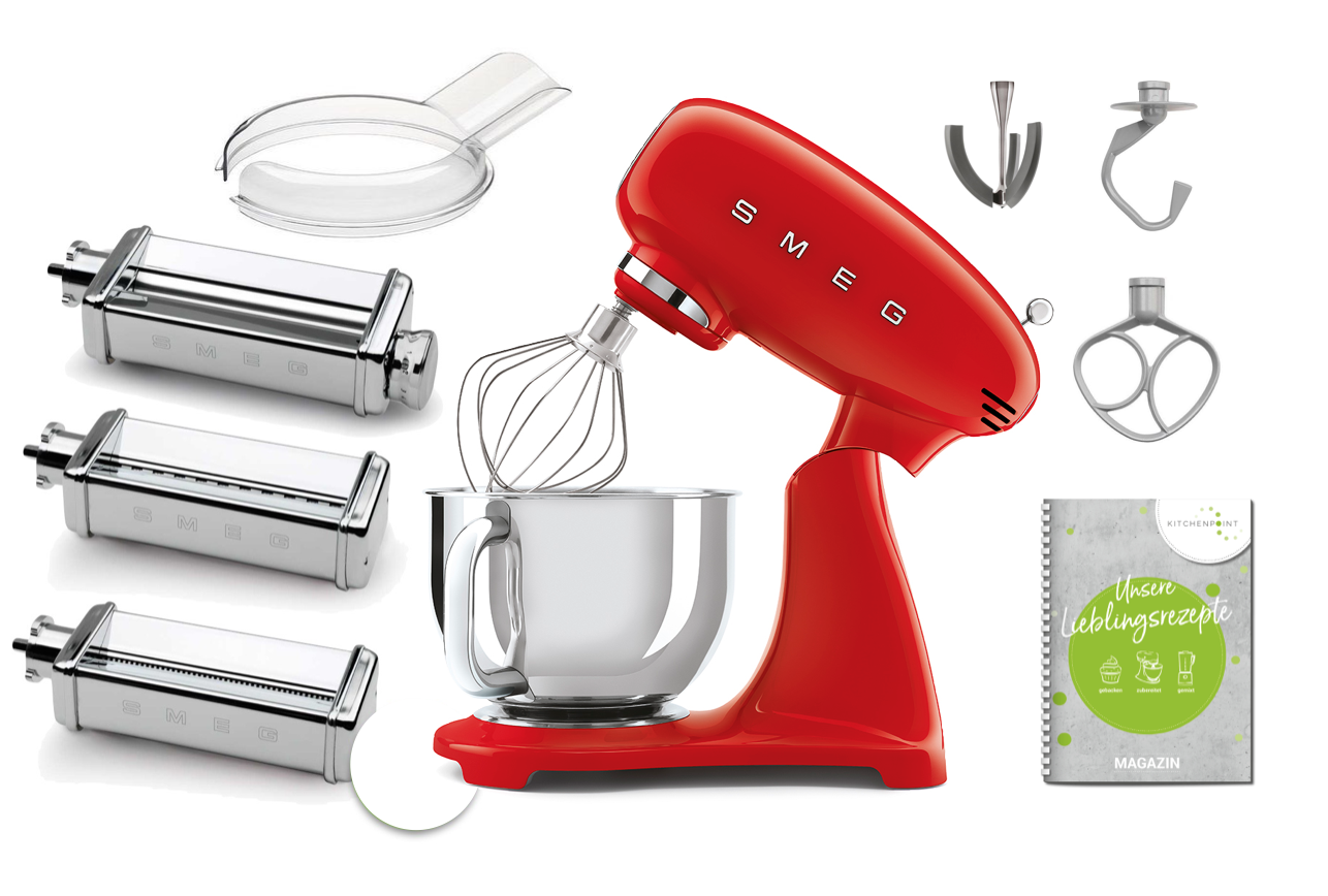 SMEG Küchenmaschine SMF03 Vollfarbe - Pasta Set Rot