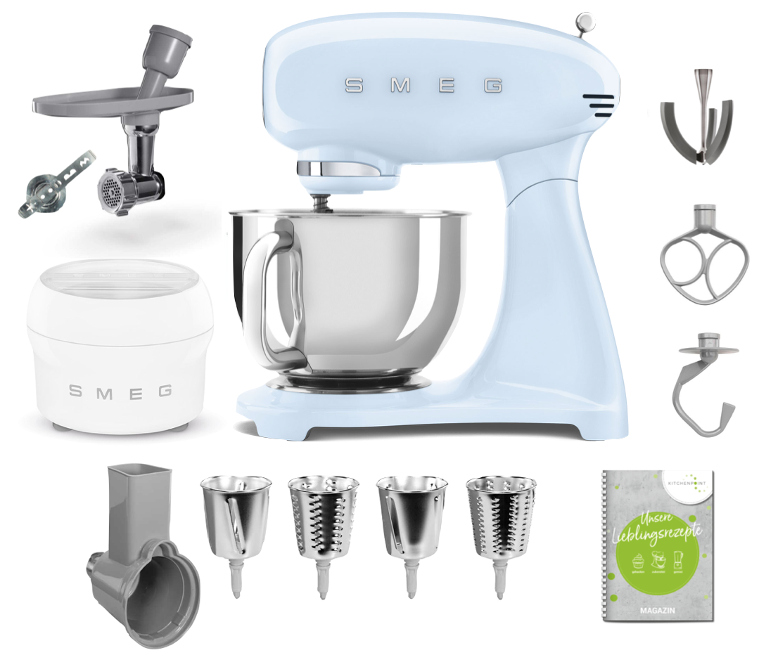 SMEG Küchenmaschine SMF03 Vollfarbe - Gourmet Set Pastellblau