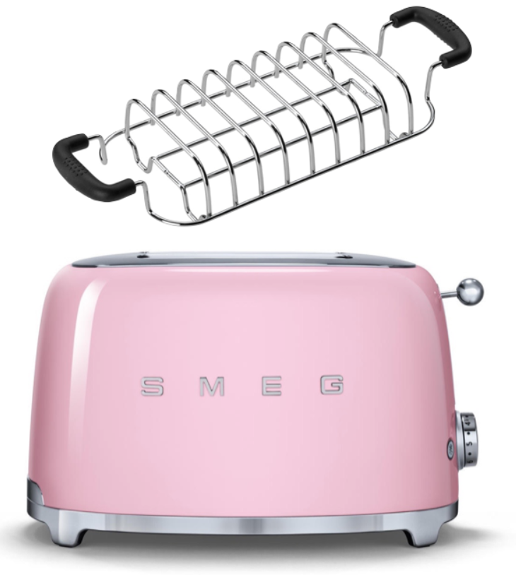 SMEG Toaster TSF01 mit Brötchenaufsatz Cadillac Pink