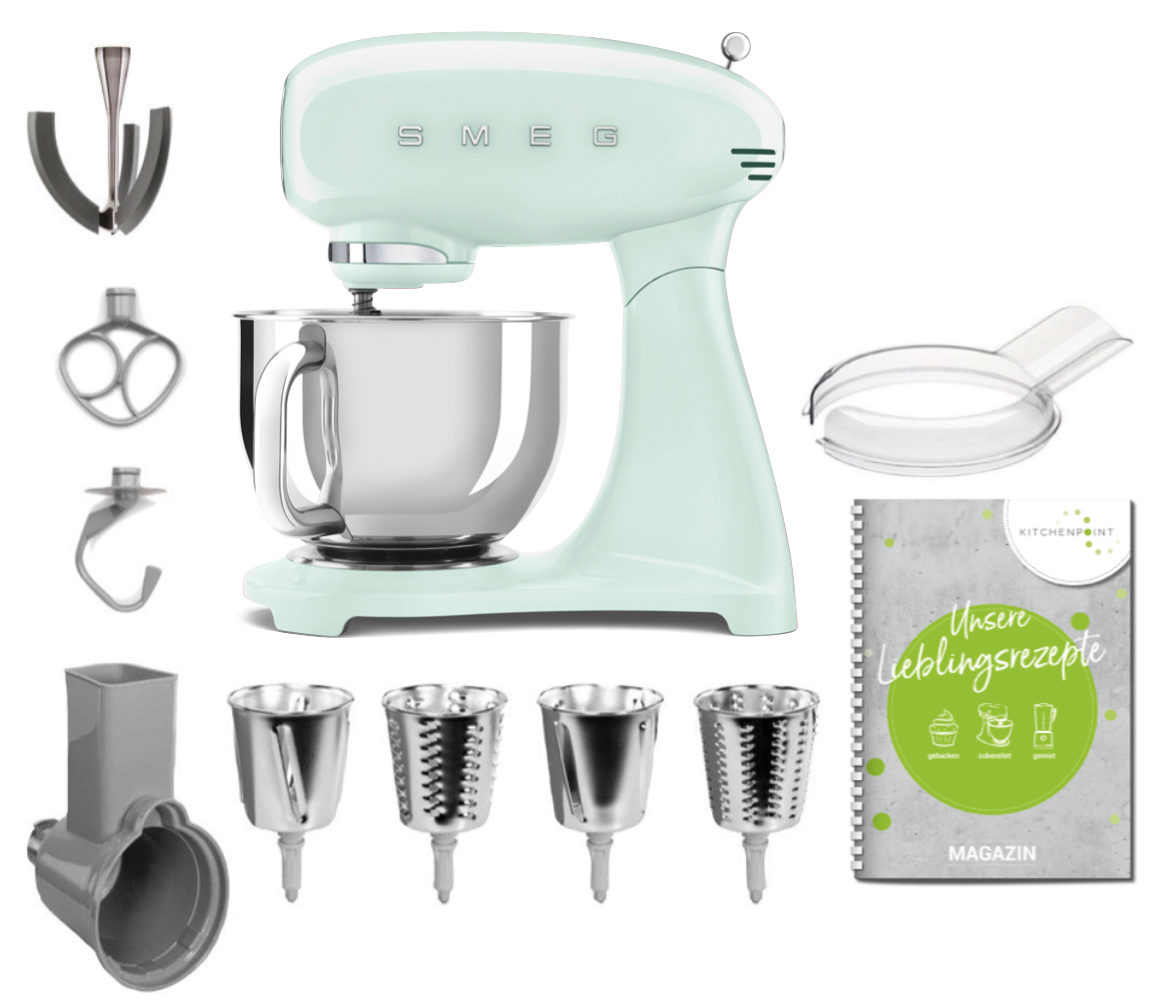 SMEG Küchenmaschine SMF03 Vollfarbe - Gemüse Set Pastellgrün