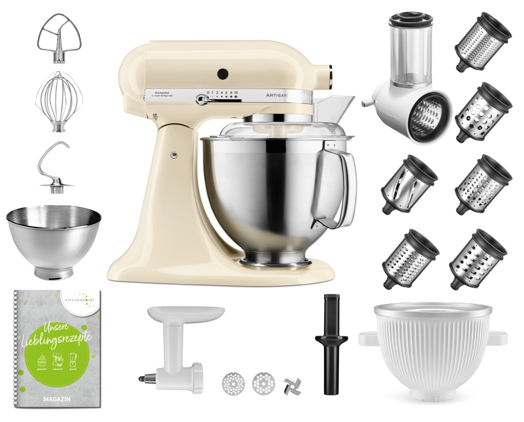 KitchenAid Küchenmaschine 185 Mega Set Creme