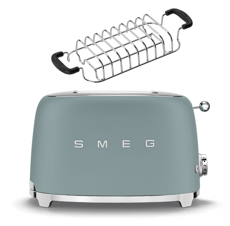SMEG Toaster TSF01 mit Brötchenaufsatz Emerald Green