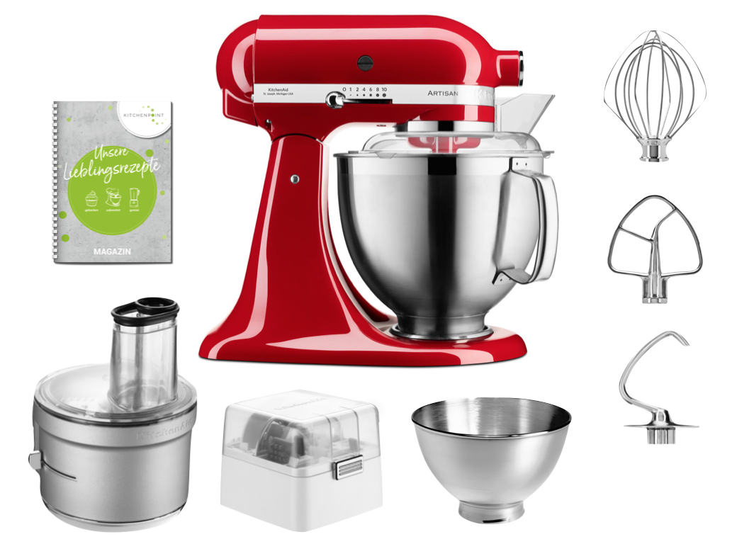 KitchenAid Küchenmaschine 185 Foodprocessor Set Empire Rot