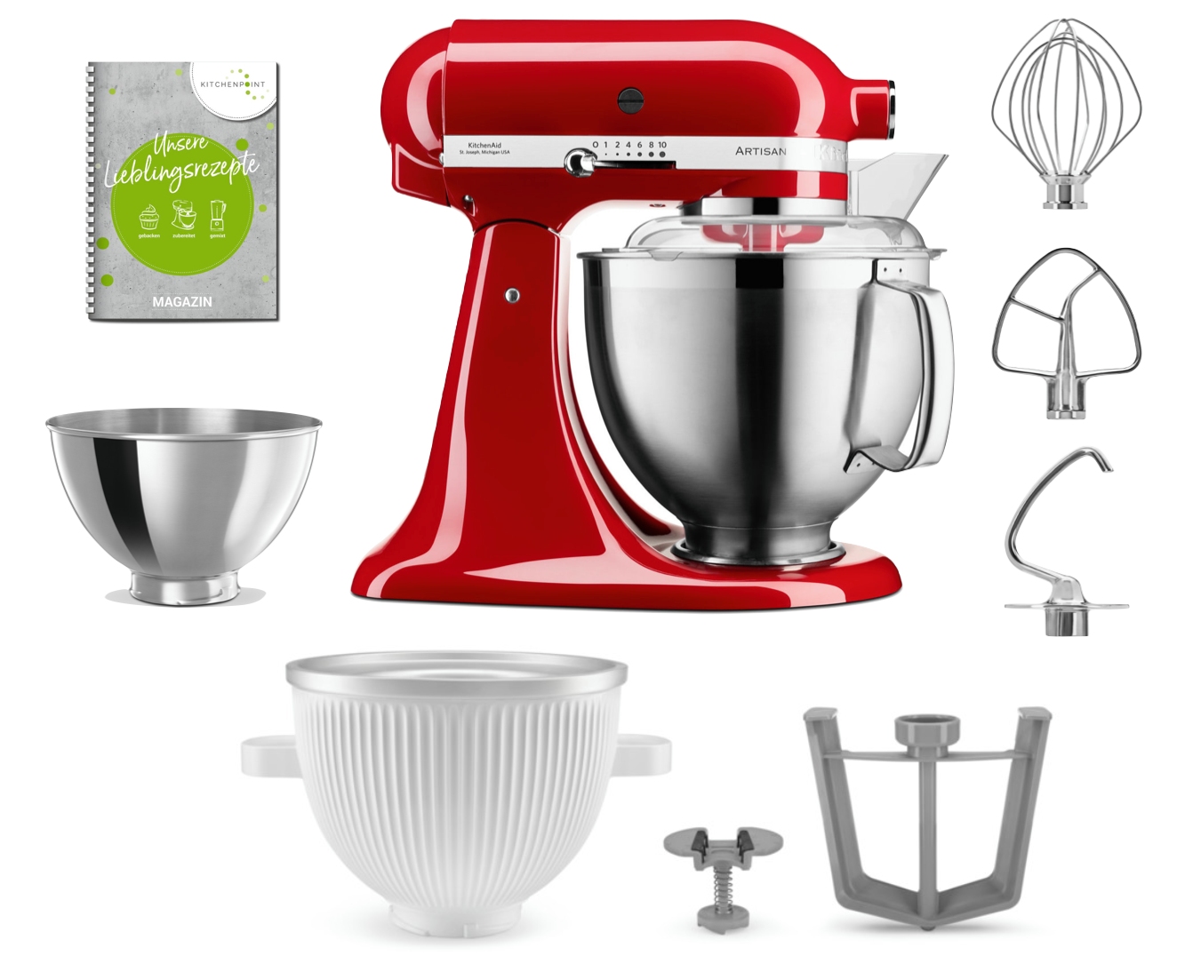 KitchenAid Küchenmaschine 185 Eis Set Empire Rot