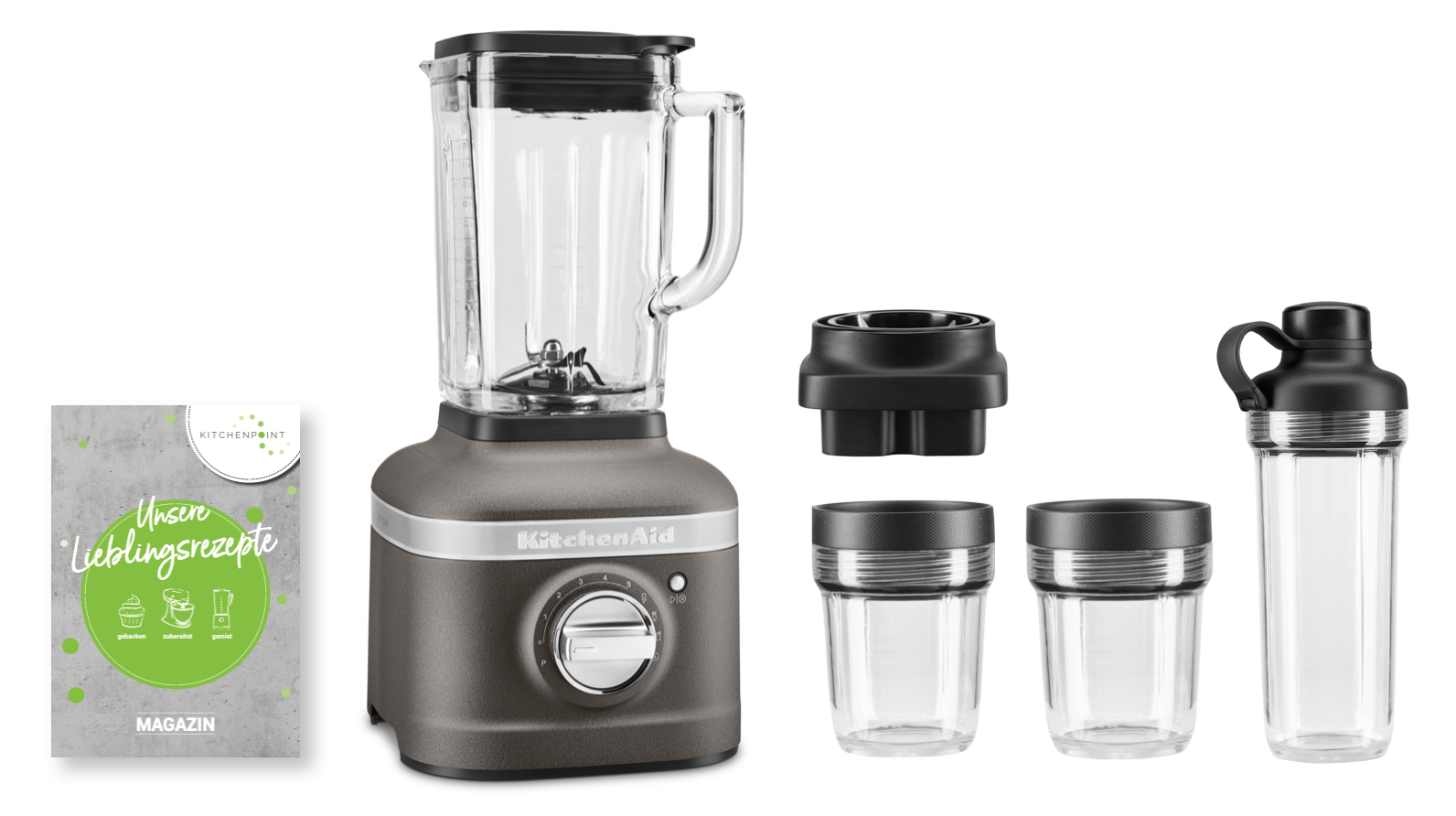 KitchenAid K400 Blender Smoothie Set Grau