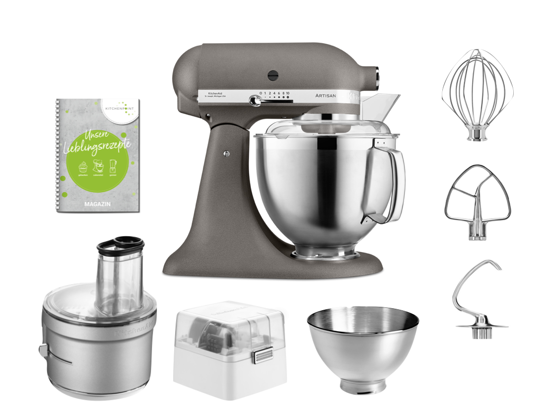 KitchenAid Küchenmaschine 185 Foodprocessor Set Grau