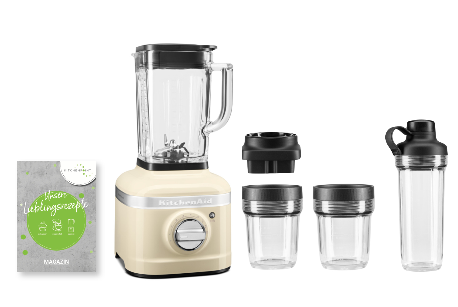 KitchenAid K400 Blender Smoothie Set Creme