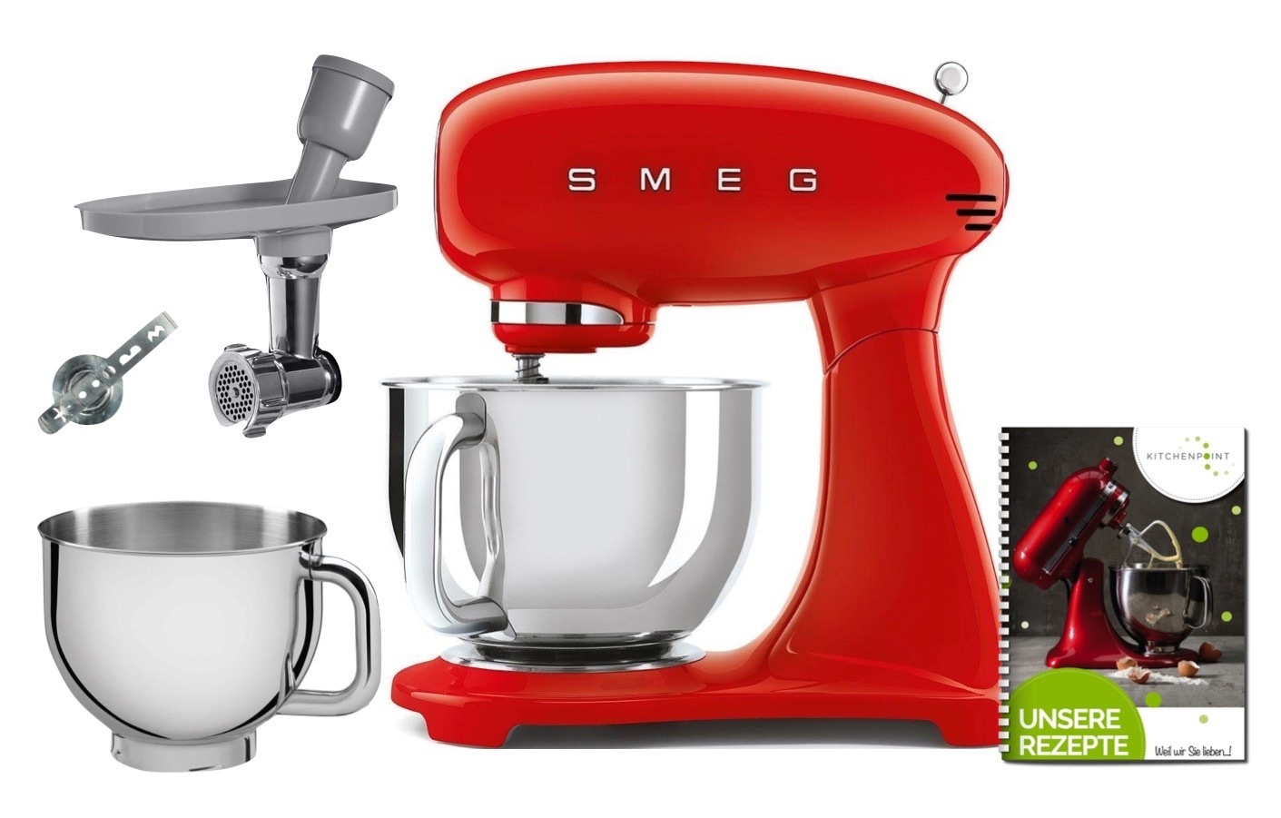 SMEG Küchenmaschine SMF03 Vollfarbe - Back Mega Set Rot