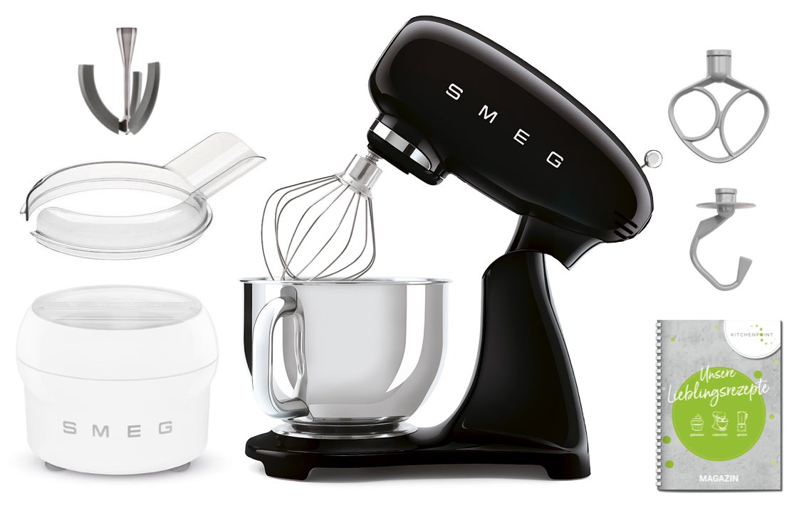 SMEG Küchenmaschine SMF03 Vollfarbe - Eis Set Schwarz
