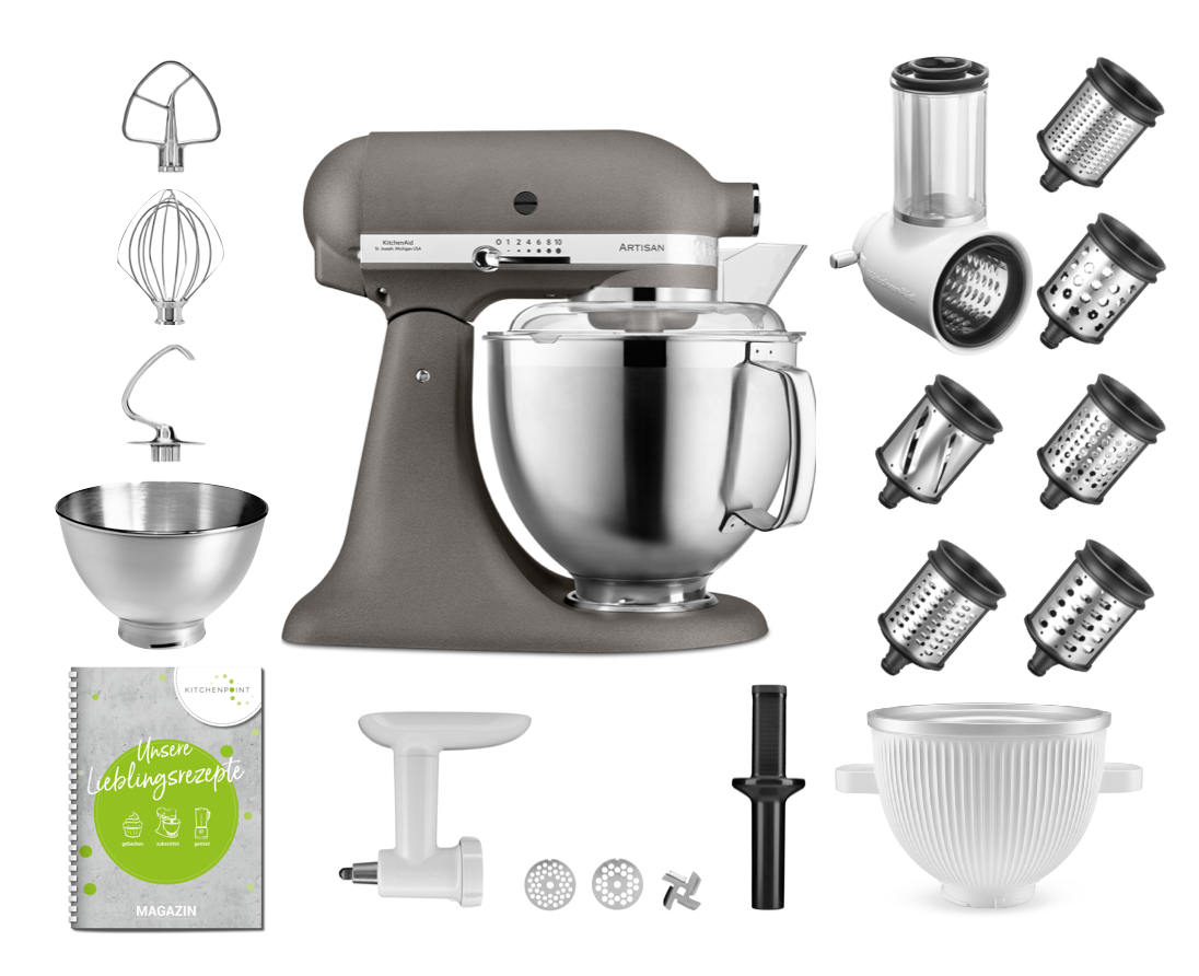 KitchenAid Küchenmaschine 185 Mega Set Grau