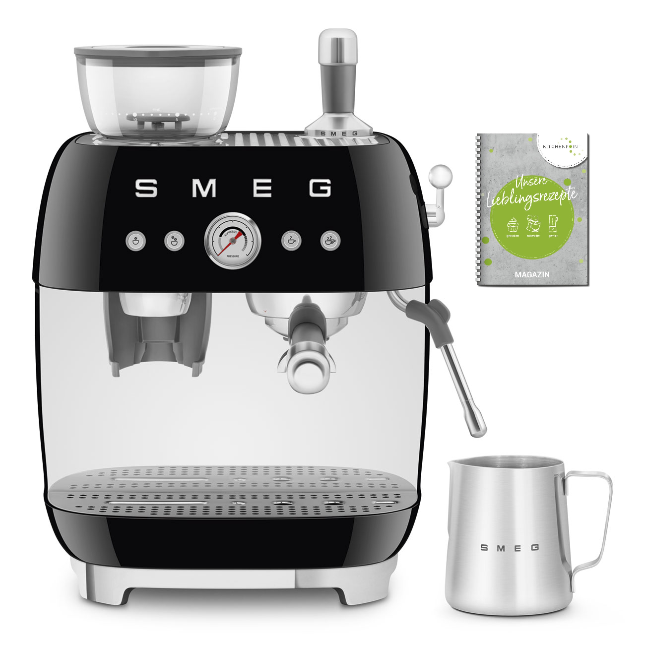 SMEG Espressomaschine mit integrierter Kaffeemühle Schwarz