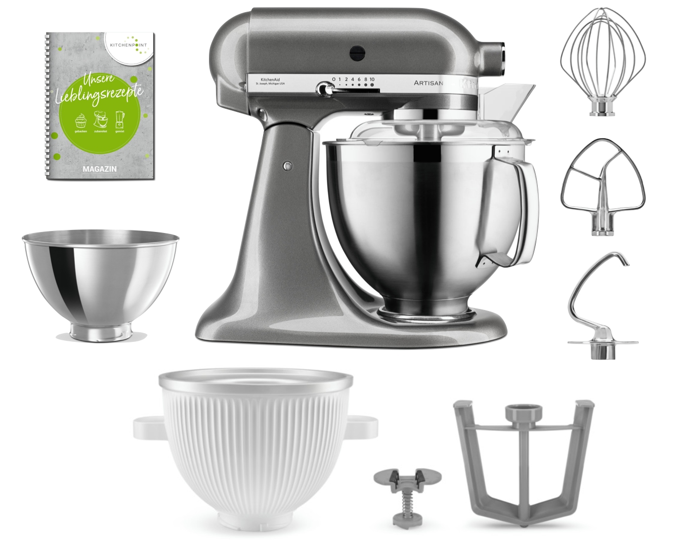 KitchenAid Küchenmaschine 185 Eis Set Medallion Silber