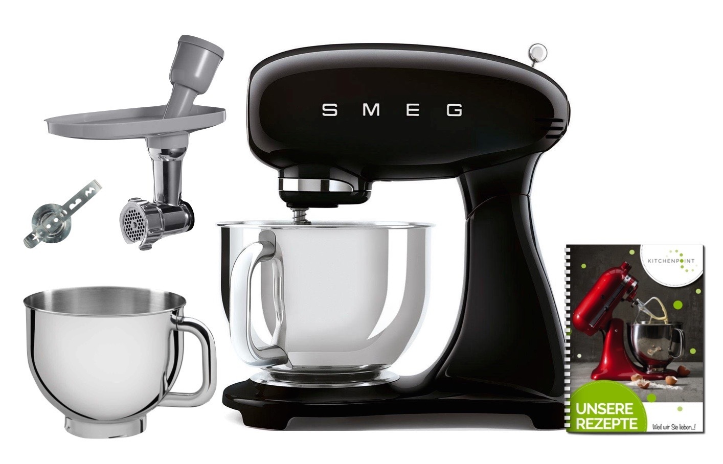 SMEG Küchenmaschine SMF03 Vollfarbe - Back Mega Set Schwarz