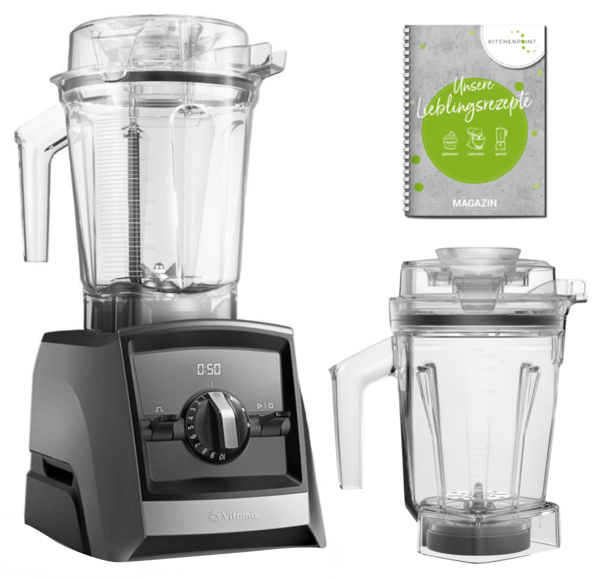 Vitamix ASCENT Mixer A2500i Aer Disc Behälter Set - Schiefer Grau 