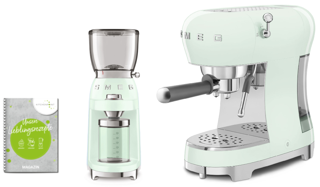 SMEG Espressomaschine Set Pastellgrün